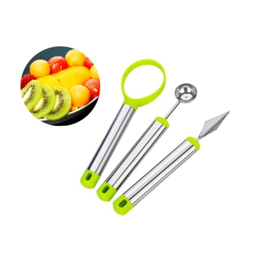 VALICLUD 3pezzi Coltello Intaglio Frutta Kit Utensile Per Affettare Frutta e Modellare Forme in Acciaio Inox e Pp Tagliafrutta Per Scavare Palla e Creare Piatti Di