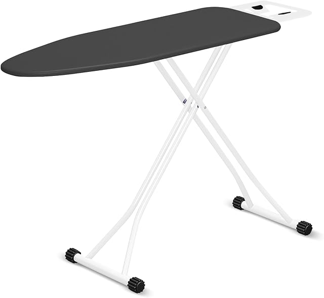 Hibtn Ironing Board, 110 x 30cm - T Leg Design Folding Non Slip Adjustable Height 70-80cm Lightweight Iron Board Rack, Black
