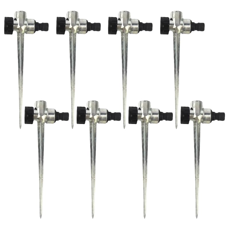 Hydrogarden 8 Pieces Lawn Sprinkler Spike, Metal Irrigation Head, 1/2 Inch Female Thread and Side Male Thread Interface, for Lawn Garden Irrigation for Effortless Sharpening Efficiency