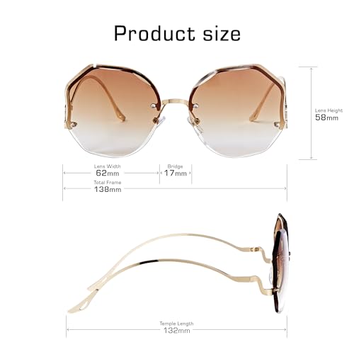 Mad Shade Sunglasses for Men & Women, Luxurious Octagon Gradient Glasses with Gold Frame, Trendy Summer Eyewear with UV400 Protection2