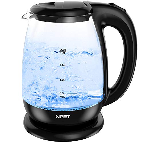 NPET EK10 1.8L Electric Kettle Water Heater Boiler, 100% BPA-FREE 1000W Cordless Tea