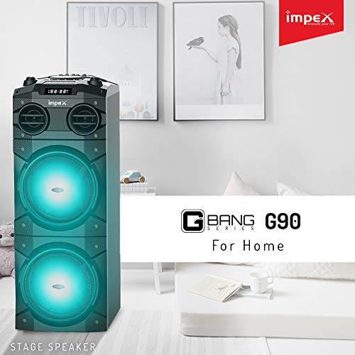 Image of Impex G-Bang 90 Watts Stage and Party Music System with USB /SD /TF /FM Radio /AUX /Remote /Bluetooth /Wireless Mic & DJ LED Light Function