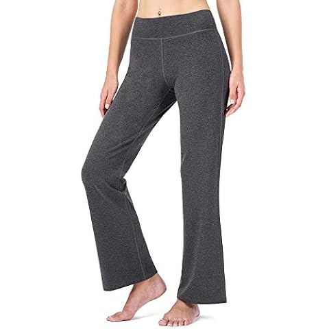 NAVISKIN Women's Bootcut Yoga Pants Bootleg Pants Back Pockets Grey Inseam 31" Size L Cover