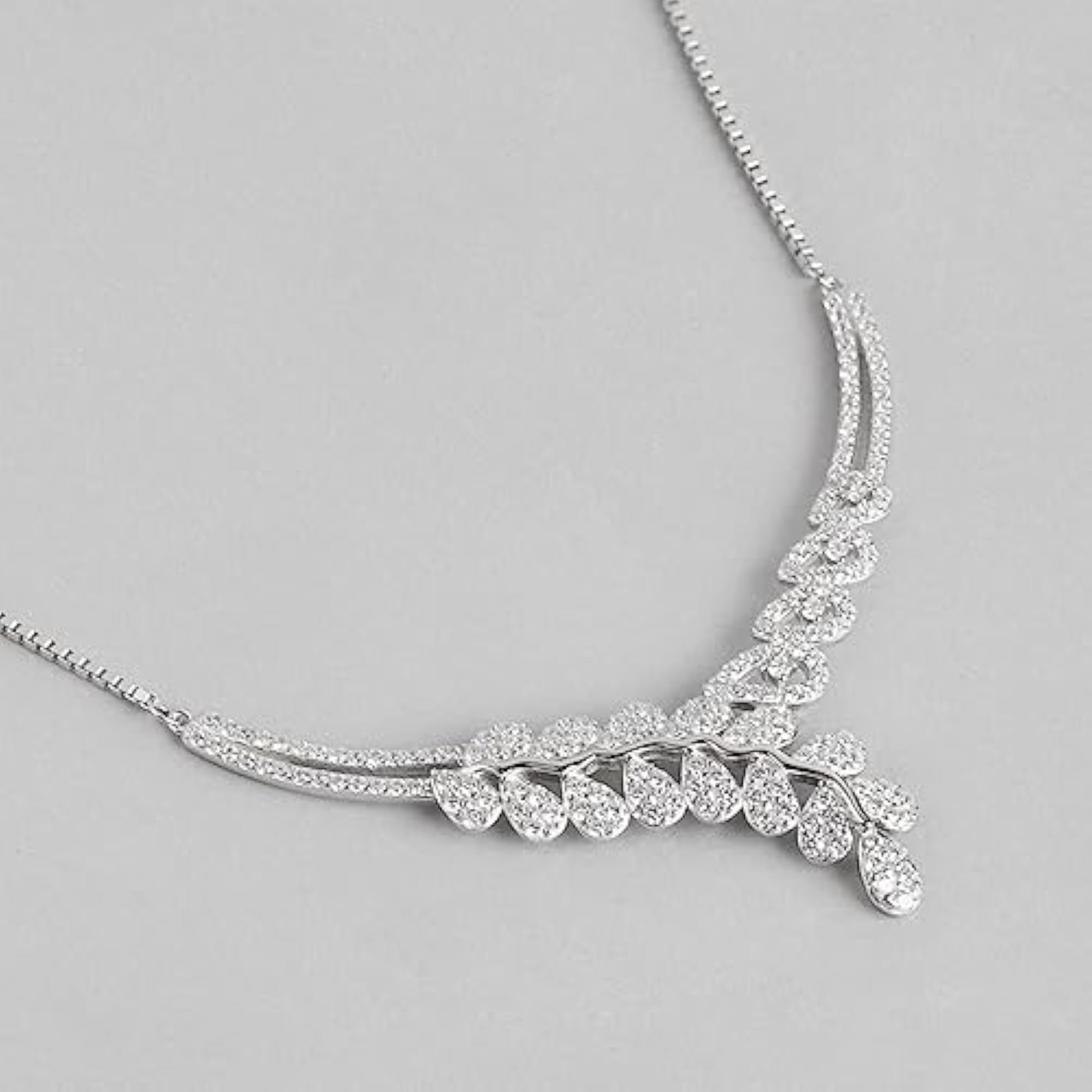 925 Sterling CZ Circular Rhodium Plated Necklace
