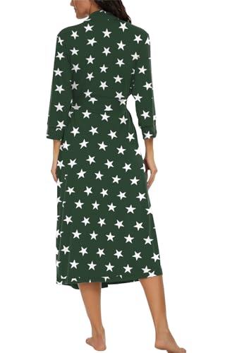 Image of VINTATRE Robes for Women Long Knit Bathrobe XS-4XL | 3 /4 Sleeve Bathrobes with Pockets, Stretchy and Lightweight Fabric, Inner Tie and Fixed Outer Belt, Mid Calf Length