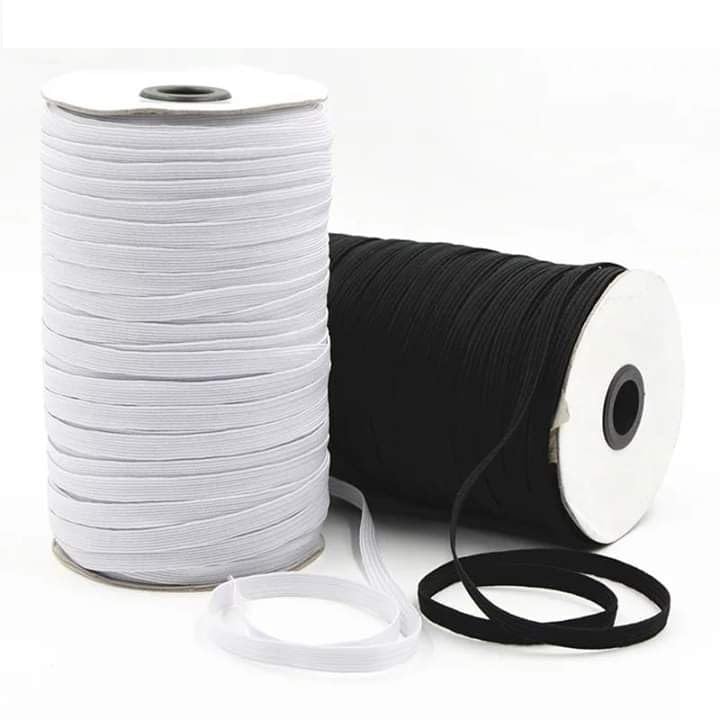 Premium Braided Elastic Band for Sewing, DIY & Tailoring – Strong Stretch Elastic Roll for Waistbands, Pants, Masks – White & Black (Multiple Sizes - 5m / 10m / 20m / 50m / 100m / 200m) (Black, 5 m)
