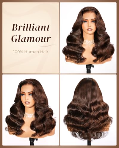 Image of Arabella Glueless Wigs 6x5 Lace Front Chocolate Brown Body Wave Wig 20inch