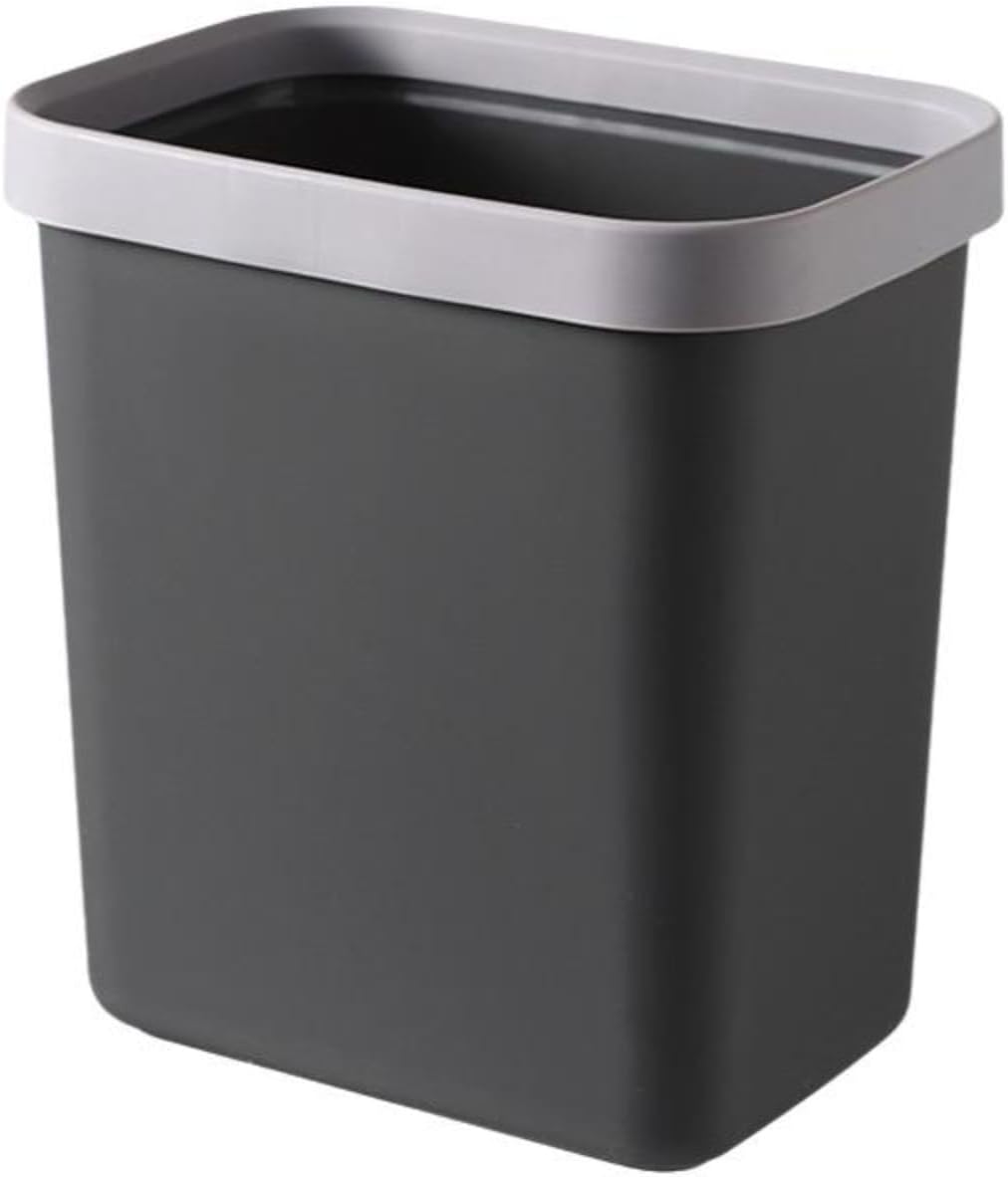 Rectangular Trash Can Garbage Bin, Pressure Ring, Kitchen, Bathroom Black Gray Medium 1-pack-Automotive-Interior Accessories-Garbage Cans