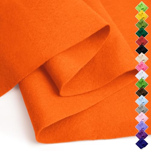 Image of Soft Felt Fabric Sheet 18 inch x 36 inch, 1.6mm Acrylic Craft Felt, Orange