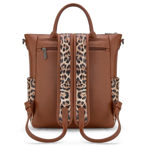 Image of Montana West Wrangler Womens Convertible Backpack Purse with Adjustable Crossbody Shoulder Strap for Work Travel Leopard Cheetah Print WG175-9110BR-LP