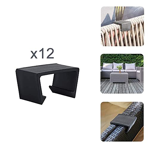 wocpvm 12 Stück Gartenmöbel Verbinder Polyrattan Möbel Clips Rattan Möbel Verbinder Kunststoff Schwarz für Outdoor Couch Patio Möbel (Die anwendbare Breite beträgt 4,7-5,1 cm)