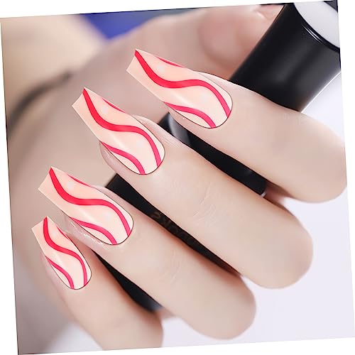 FRCOLOR 24 Peças Usando Unhas Postiças Postiças Decoradas Francesas Adesivo De Unha Francês Wearable