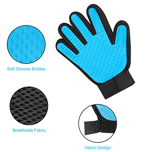 Fousenuk 1 Paar Fellpflegehandschuh, Fellpflege Handschuh aus Silikon mit Verstellbarem Klettverschluss Handschuhe für Hunde und Katzen, Katzenhandschuh für Deshedding, Baden, und Massieren