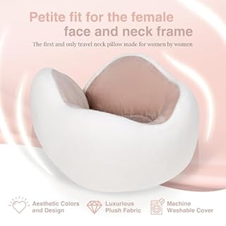 Skyyhi Women's Small Fitted Neck Pillow for Traveling, Memory Foam Travel Pillow, Travel Neck Pillows for Airplanes, Travel Essentials for Flying, Car Essentials for Women, Plane Pillow in Ash