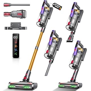 Infaebo Aspirapolvere Senza Fili, 58KPa/550W/50Min, Dotato di Contenitore da 1,8 litri e Spazzola Anti-Groviglio Scopa Elettrica Senza Fili, Utilizzabile per peli di Animali Domestici,Casa, Auto, Oro