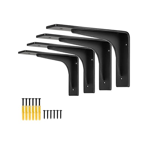 Firmetal 6"X 4"Shelf Bracket ,L Shelf Brackets,Max Load 300Lbs, Premium Alloy Metal Heavy Duty Shelf Bracket, High Strength Mounting Hardware Included, Countertop Support, Pack Of 4. (6 Inch X4 Inch) #TOP6