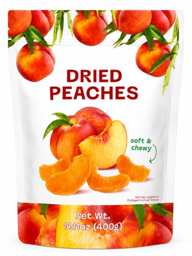 Image of HealthEmpire Tropical Fields Dried Peaches, Soft & Chewy, Sweet Sliced Dried Peaches, 400g, Resealable Bag (Pack of 1)