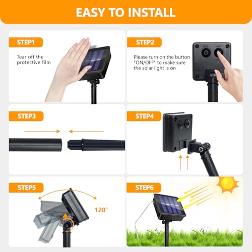 2 Pack Luces Solares LED Exterior Jardin, 5M 50LED Guirnalda Luces Exterior Solar, 8 Modos IP65 Impermeable Cadena de Luces Decoración para Terraza, Fiestas, Patio, Navidad, Bodas (Blanco Cálido) - imagen 7