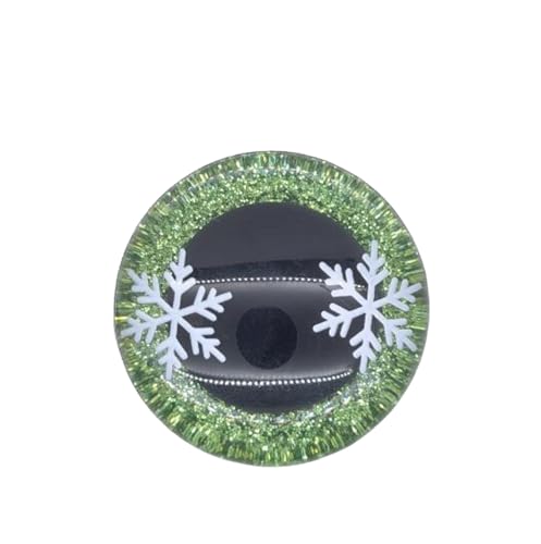 YJIUYUANQ 16mm Glitter Safety Eyes 3D Snow Eyes, Long Stem with Glitter Fabric with Washer,Light Green,100 Pack
