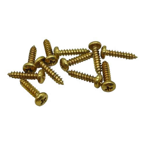 200 Tornillos con cabeza Phillips redonda/pan No. 4 de 1/2 pulgada de largo con acabado en latón miniatura 1