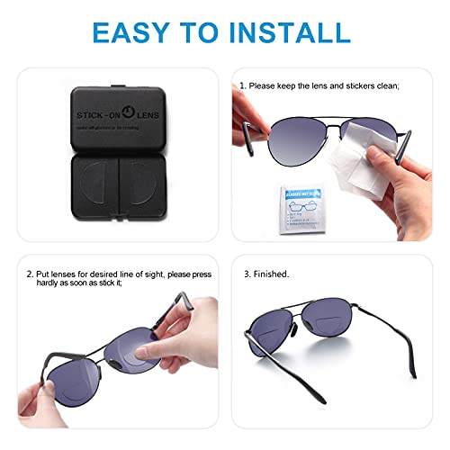 Oushiun Stick-On Bifocal Lenses Readers Stick Magnifying Adhesive Reading Lenses Reusable For Safety And Sunglass 1 Pair(+2.00) Os8801 thumb #2