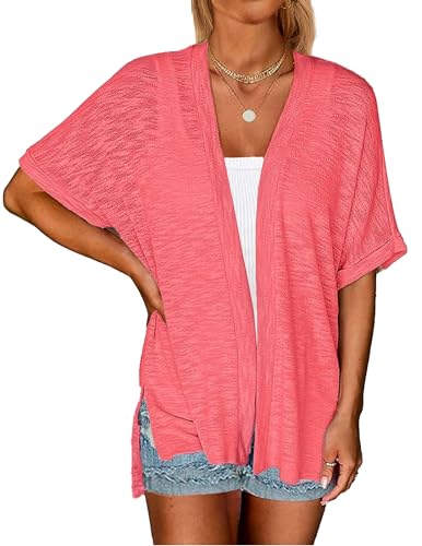 Image of Yekaty Lightweight Cardigans for Women Casual Summer Short Sleeve Cardigan Open Front Beach Coverups 2026