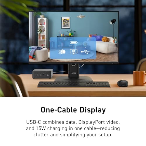 Image of msi PRO MP242 E14C 24-inch IPS 1920 x 1080 (FHD) Office Monitor, 144Hz, Free-Sync, HDMI, USB C (15W Power Delivery), VESA Mountable, Tilt, Speaker, 4-Side Slim Bezel 1ms, Black