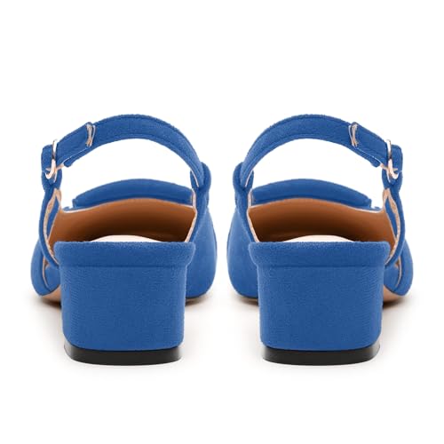 Womens Slingback Pumps, Square Toe Low Heels, Adjustable Ankle Buckle Fashion Comfort Wedding Casual Party Shoes4