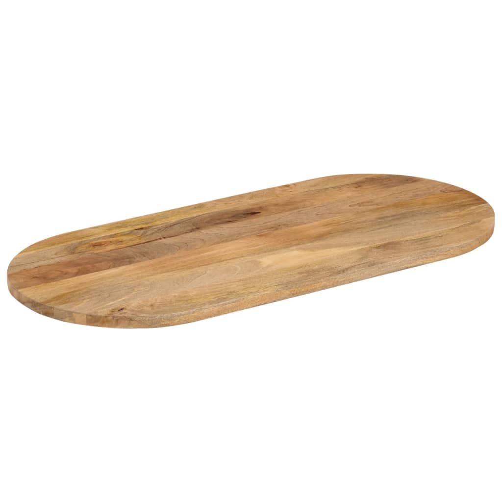 Piano Tavolo Ovale in Legno Massello di Mango 110x50x2,5 cm per Rinnovo Arredamento Casa e Commerciale, Superficie Liscia Facile da Pulire, Design Rustico con Venature