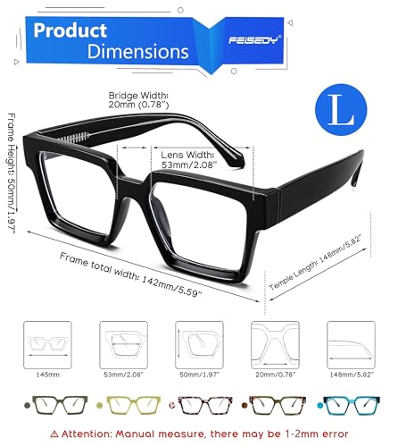 Lunettes filtrant la lumière bleue carrées FEISEDY - 5