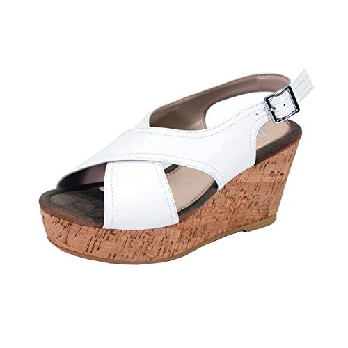 Fuzzy Anya Women's Wide Width Platform Wedge Slingback Casual Sandals