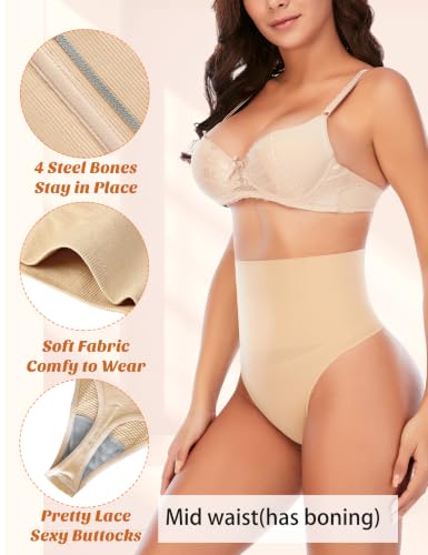 Image of Werena Tummy Control Thong Shapewear for Women Seamless Shaping Novelty Thong Panties Body Shaper Underwear