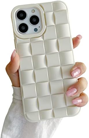 Ginkgonut Compatible with iPhone 13 Pro Max Case for Women/Girls, Cute 3D Laid Desgin Soft Silicone Shockproof Raised Bumper Corners Case for iPhone 13 Pro Max(White)