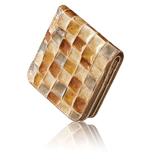 Align mini type Cute wallets weighing only 2.7 oz. Leather made by Life in Italy Cowhide ART.LE MURRINE Women's Elegant, easy-to-use and beautiful In gift box (Beige)