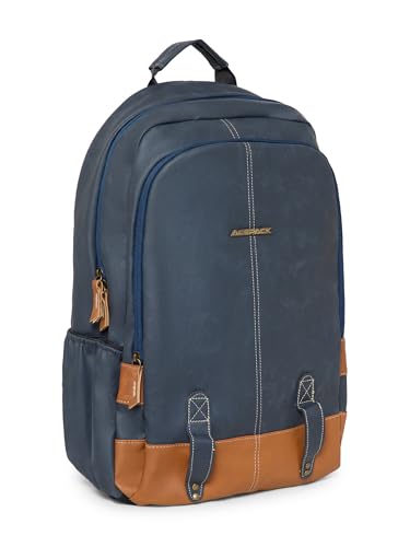 Image of ACEPACK Vegan Blue Leather Laptop Backpack - 20L, Laptop Sleeve, Anti-Sweat Padding & Organizer with Cable Slot