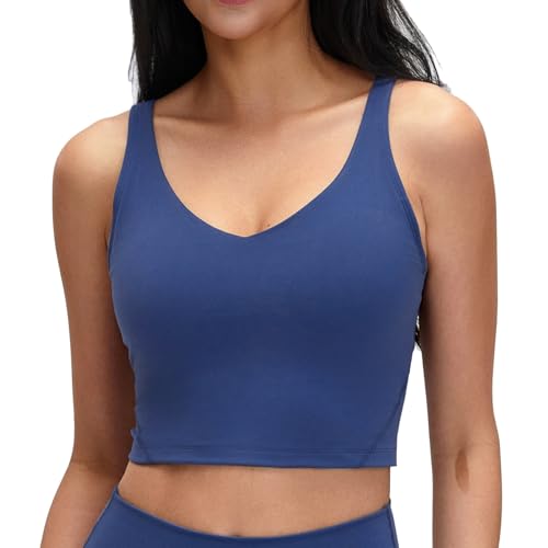 Image of Lemedy Women Sports Bra Longline Crop Tank Top Padded Workout Running Yoga