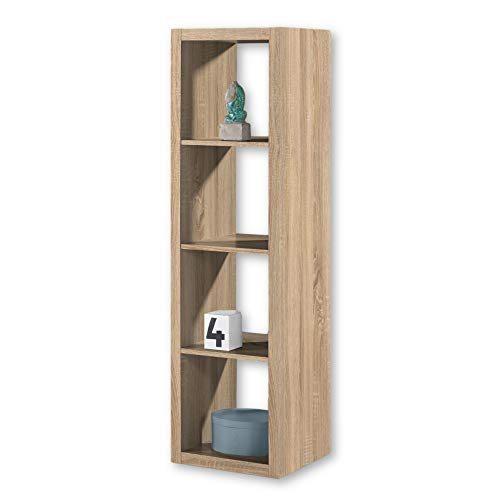 STYLE Modernes Würfelregal Eiche Sonoma Optik, ideal für Faltboxen - Praktisches Raumteiler Regal mit offenen Fächern - 41 x 147 x 38 cm (B/H/T)