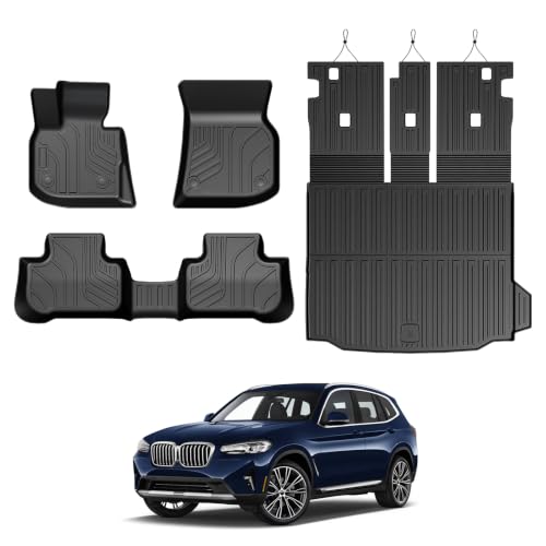 GALVAGNITE Floor Mats for BMW X3 G01 2018-2024 All Weather Floor Mats Trunk Cargo Liner with Backrest Protectors Accessories Full Coverage Set (Not fit X3 30e)