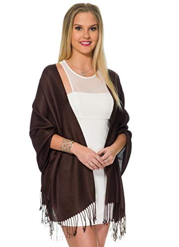 Pashmina Shawls And Wraps For Evening Dresses, Large Soft Pashmina Wedding Brown Shawl #TOP1