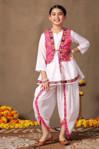 Image of Fashion Dream Girls Cotton Blend Printed Crop Top and Dhoti Set |Kids Ethnic Set |Suit for girls