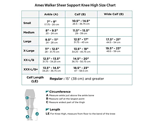 Ames Walker Aw Style 16 Sheer Support 15 20Mmhg Ct Knee High Stockings Black #TOP3