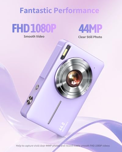 Image of Digital Camera FHD 1080P Kid Camera Point and Shoot Camera, Violet Purple