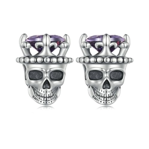 Boucles d'oreilles Roi du crâne en argent 925 de haute joaillerie