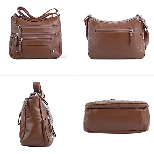 Image of ELDA 10 Pockets Crossbody Purses for Women Medium Pocketbooks Lightweight Ladies Satchel Bag Multi Pocket Shoulder Handbag