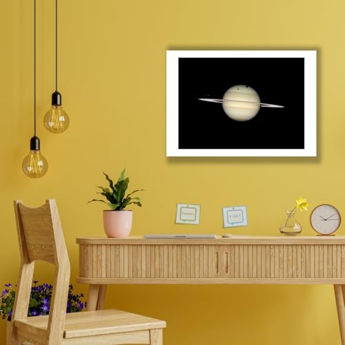 Impression d'art mate haut de gamme Télescope Hubble Saturne quadruple transit