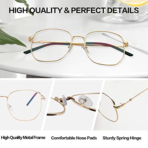 Image of Oversized Metal Reading Glasses Women Men, Large Fashion Blue Light Blocking Computer Readers
