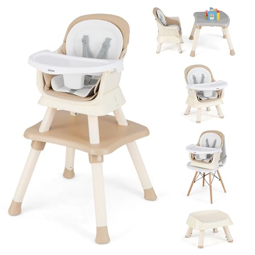 Image of INFANS 8 in 1 Baby High Chair, Convertible Highchair for Babies and Toddlers, Infant Dining Booster Seat, Building Block Table, Kids Stool Table Chair Set with Removable Tray