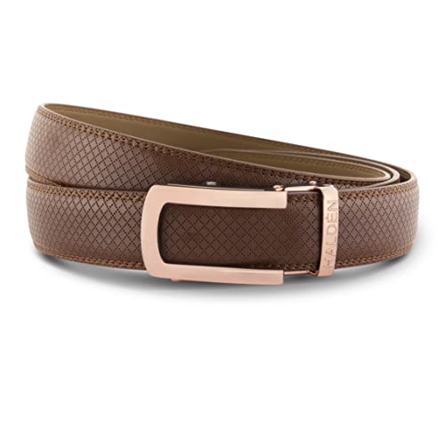 THEO Belts For Men (Adjustable Fits Up to 44 Inch Waist) Ratchet Straps, Unique Magnetic Auto-lock Buckle Branded Belts For Men Leather Original, Light Brown Belt & Rose Gold Matt Buckle, Free