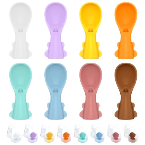 Image of Universal Baby Food Pouch Spoon Attachment - 8 Pack, Silicone Baby Spoons for Pouches, Travel-Friendly Baby Food Squeeze Pouch Spoon