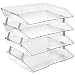 Acrimet Facility 4 Tier Letter Tray Side Load Plastic Desktop File Organizer (Clear Crystal Color)